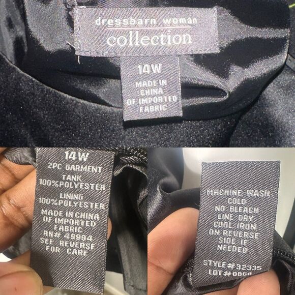 Dressbarn Blouse Women's 14 Black Satin Office Chic Casual Top - Picture 8 of 8